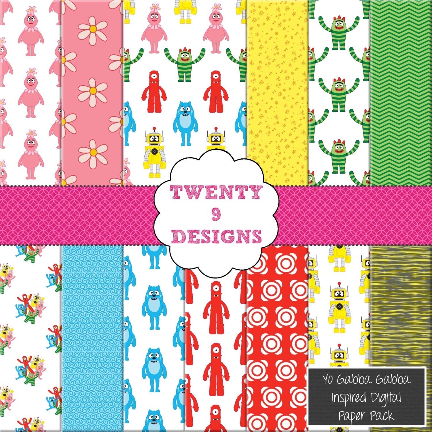 Yo Gabba Gabba Digital Paper Pack INSTANT by Twenty9Designs