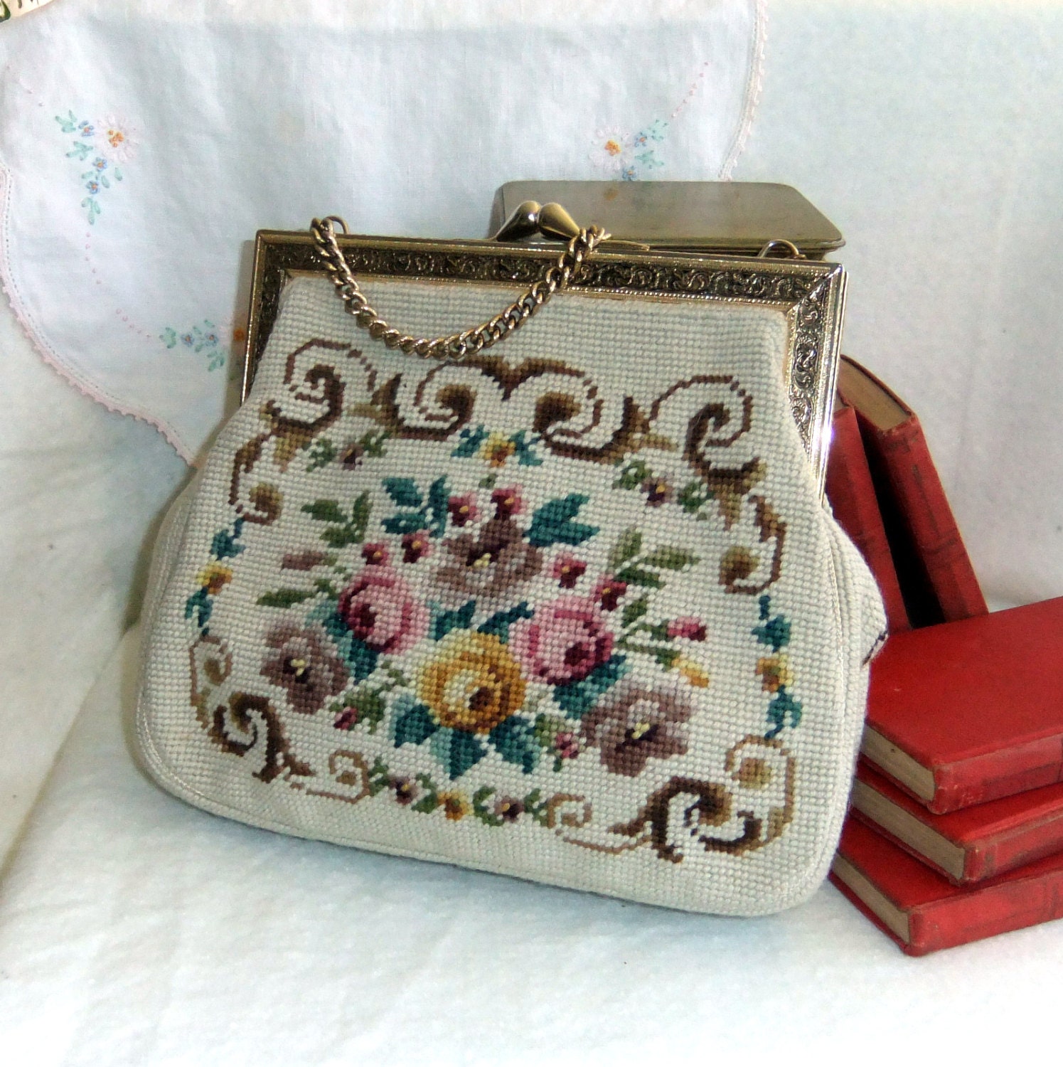 Vintage Needlepoint Purse