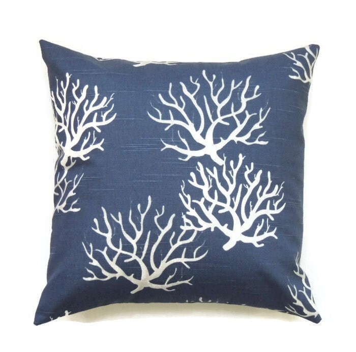 Blue Pillow 18x18 Pillow Cover Coastal Throw Pillow Beach