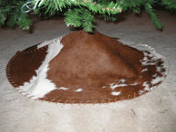 Items similar to Cowhide Western Christmas Tree Skirt on Etsy