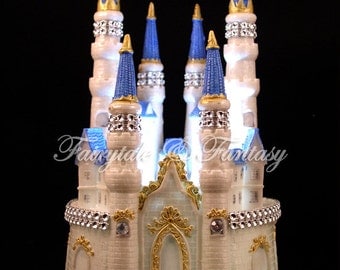 Castle Cake Topper Cinderella Fairytale Wedding or Sweet 16 or 15 - LIGHTED