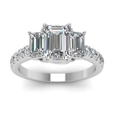 16ct Emerald cut Diamond Engagement Ring H-VS1 18kt White Gold Fine ...