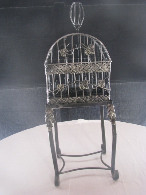 Vintage Metal Bird Cage & Stand by shoponwebstreet on Etsy