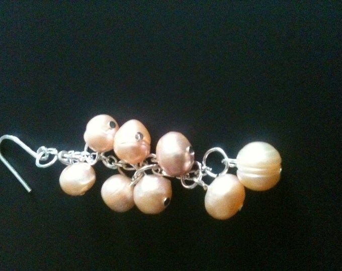 pink freshwater cultured pearl earrings