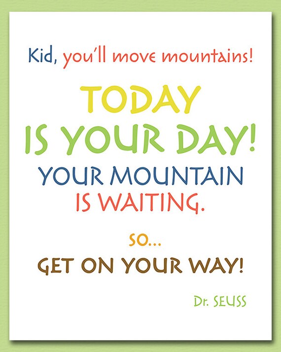 Dr.Seuss Quote nursery Art Print 8x10 Colorful Children