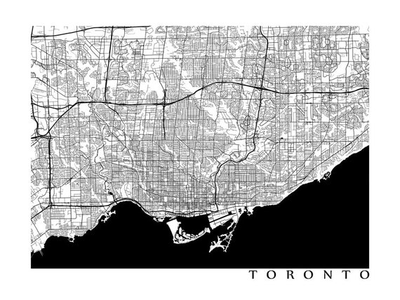 Toronto Map Black And White By Cartocreative On Etsy