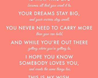 Set of two Prints - Any Colors Rascal Flatts My Wish For You Nursery Print Song