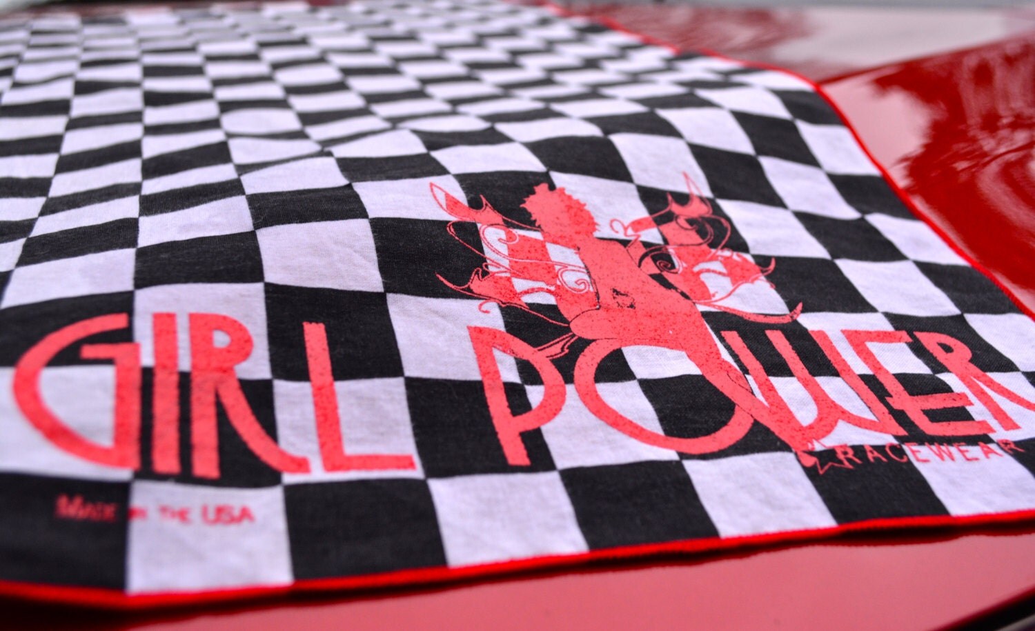Cotton Girl Power Checkered Flag Bandana by SusannaMarieEmporium