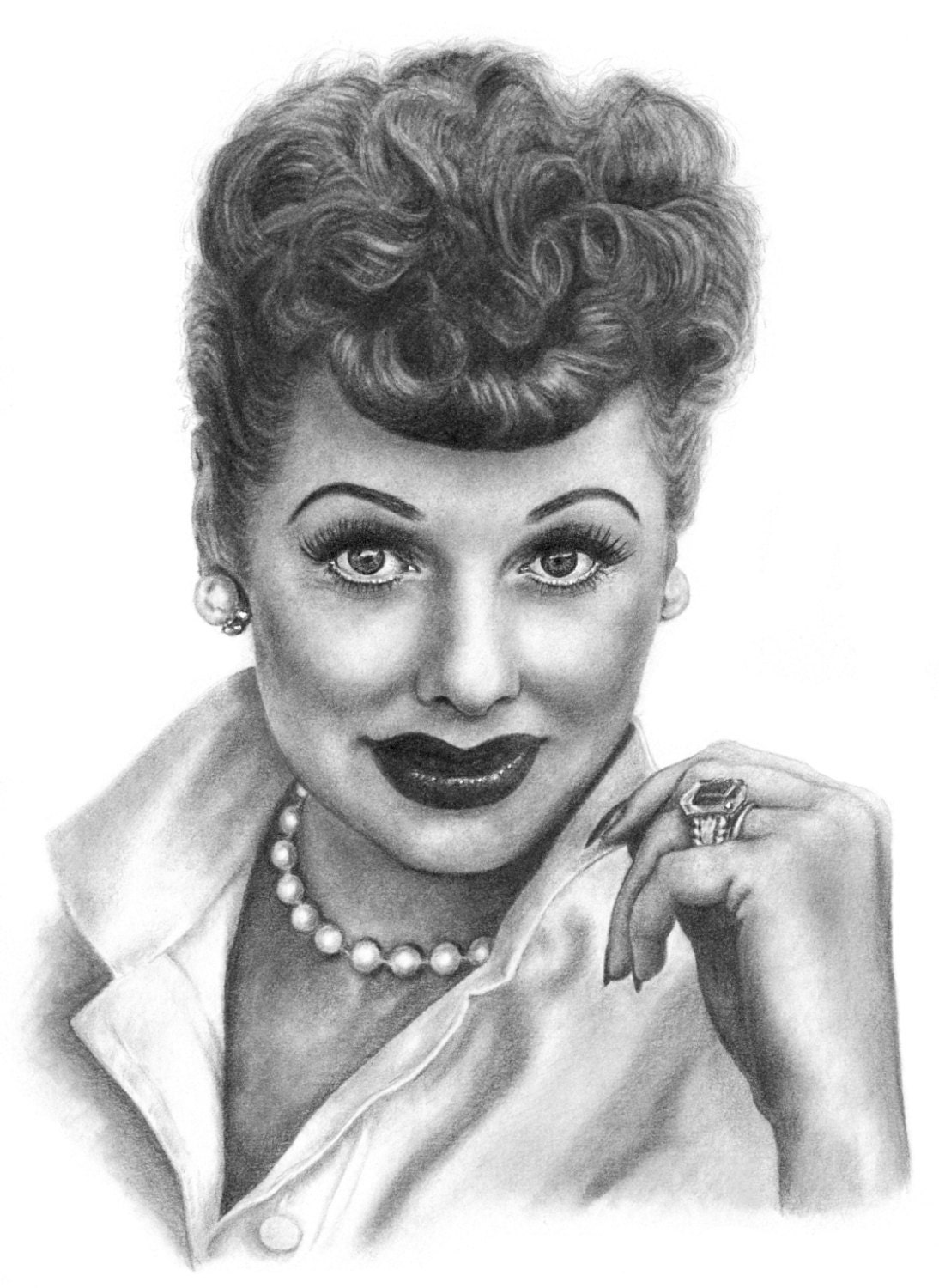 Lucille Ball Pencil Portrait Drawing Print by shadesofsunshine