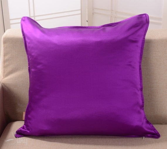 Euro Sham, Custom Couch Pillow Cover, Royal Purple, 100 Silk