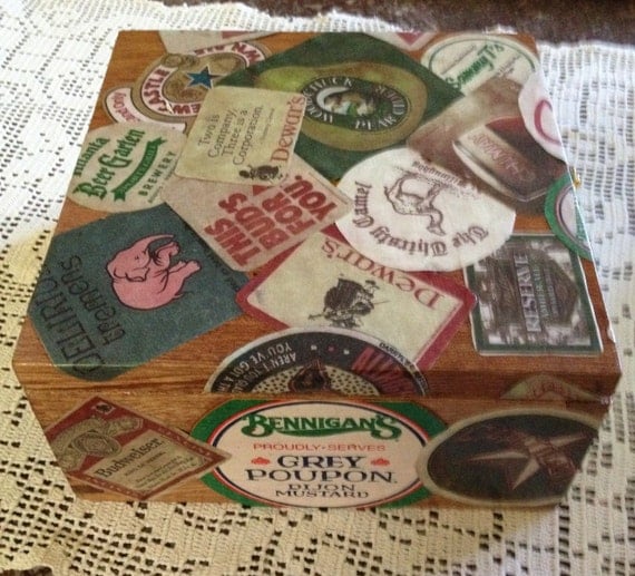 Items similar to Decoupage Wood Cigar Box Mixed Media on Etsy