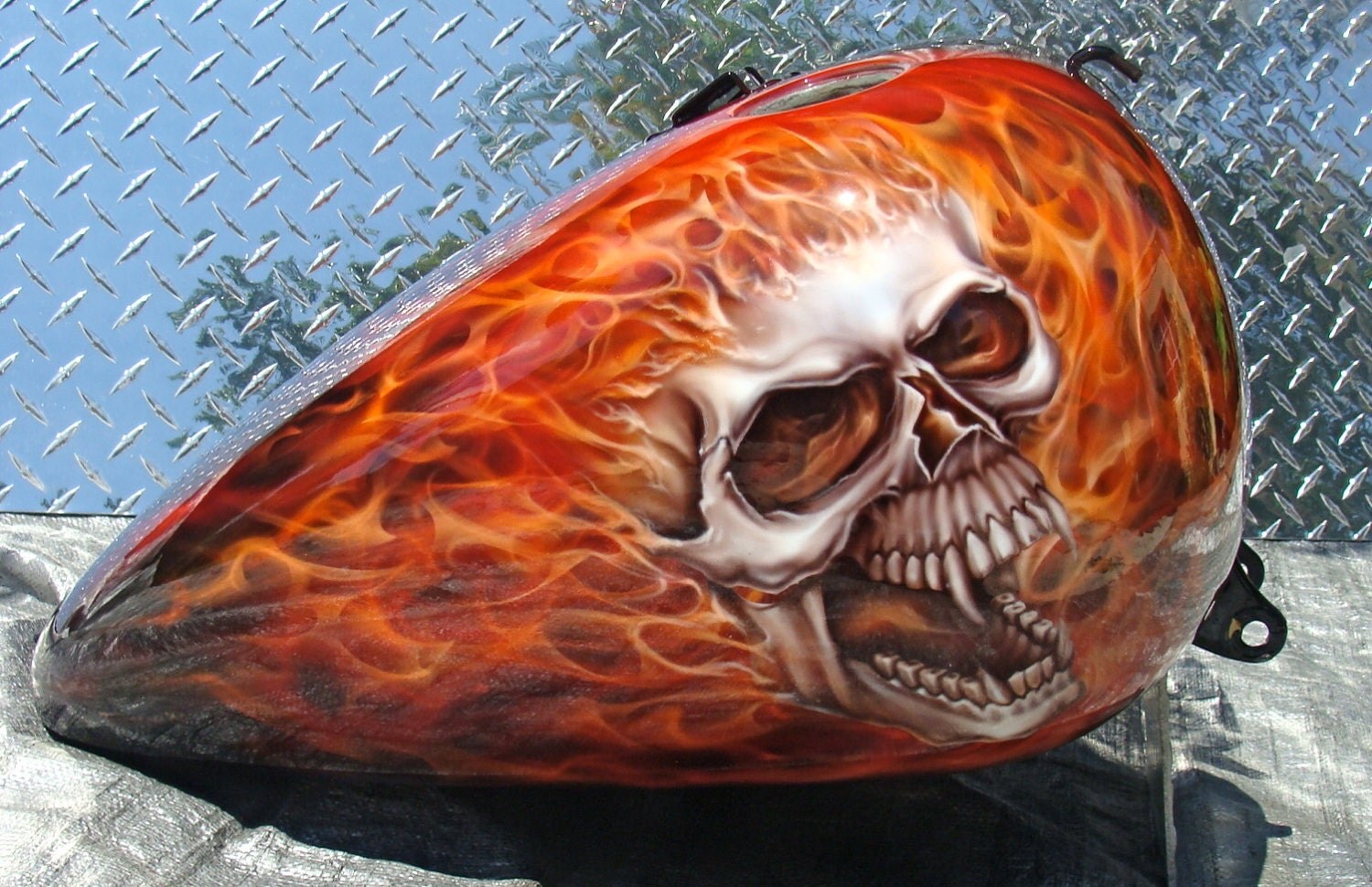 Ghost Rider Flaming Skull Motorcycle Tank by JesseThoreson on Etsy