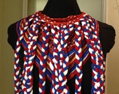 Red, White and Blue Braided Handkerchief Necklace