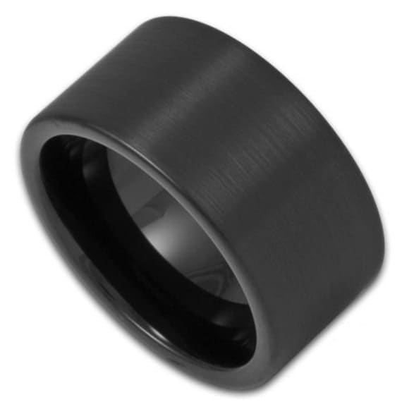12MM Wide Mens Black Tungsten Ring by RogueRiverJewelry on Etsy