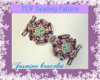 DIY Beading pattern Skinny bracelet with superDuo or Twin