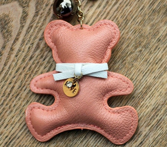 Items similar to Cute animal leather keychain, leather key chain
