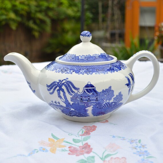 Antique Blue Willow Teapot Woods Ware Wood And Sons