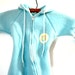 Vintage Baby Girl Blue Owl Pajama or Snowsuit . 18 - 24 months