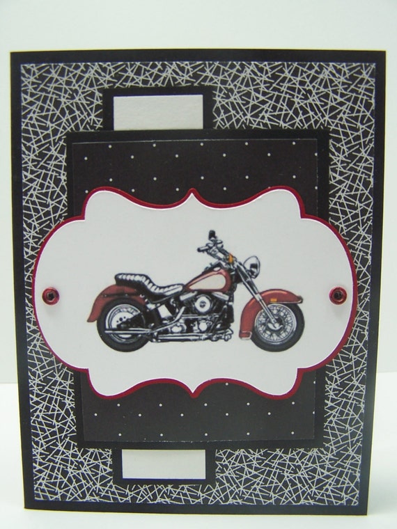 Handmade Greeting Card: Masculine Birthday Card Motorcycle