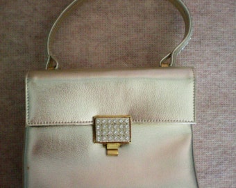 Walborg Silver Leather Rhinestone Envelope Purse - 2197