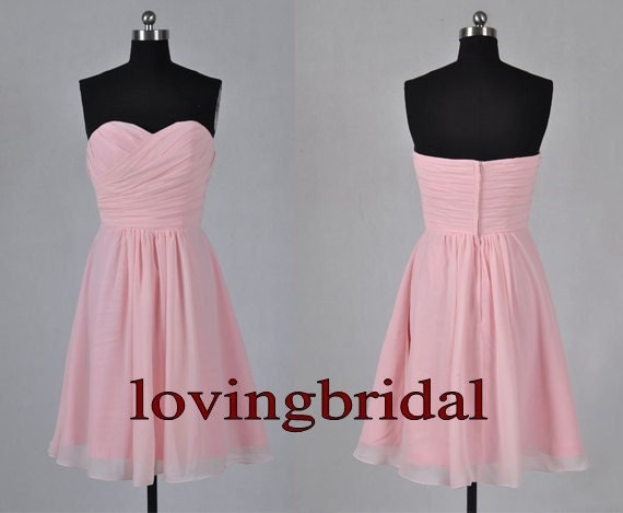 2014 Short Pink Chiffon Prom Dress  Bridesmaid Dress Party Dress Simple Homecoming Dress Formal Prom Dress Custom