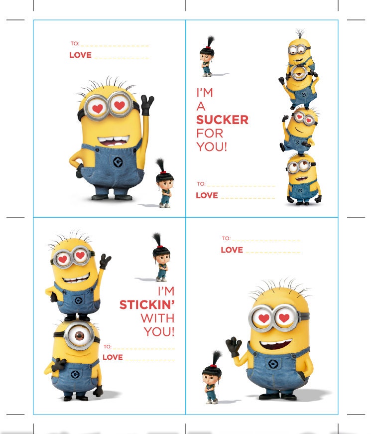 Despicable Me Valentines Day Cards / Thank You by ArtDesignForAll