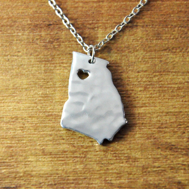Personalized necklace hammered state necklaceCustom