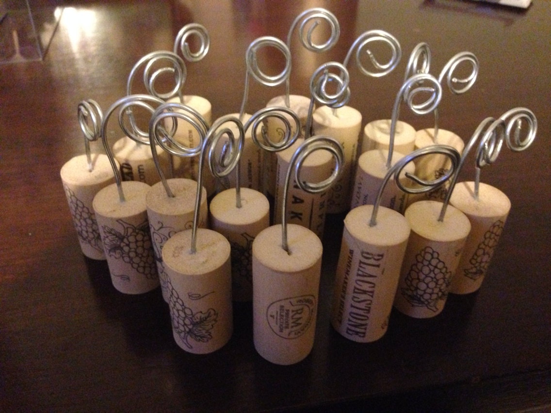 Wine Cork Table number or place card holder set of 24
