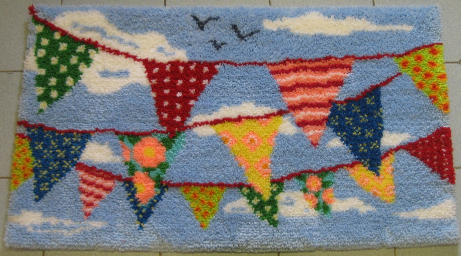 Bright Bunting Latch Hook Rug Kit Large by UtterlyHookedDesigns