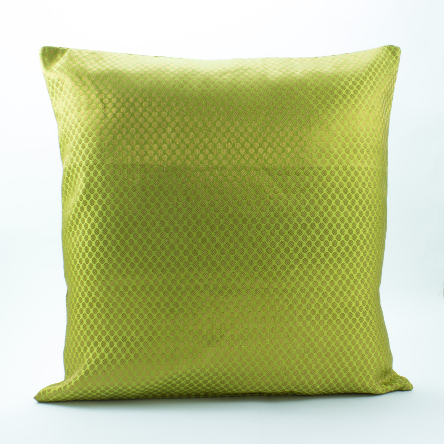 Euro Sham 26x26 pillow cover Lime Green Silk Pillow by Fabricasia