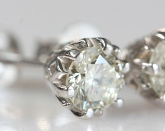 1 ct Diamond Earrings-14K White Gold Earrings-Diamond Stud Earrings-for her-Wedding earrings-Anniversary present-For him-Birthday present
