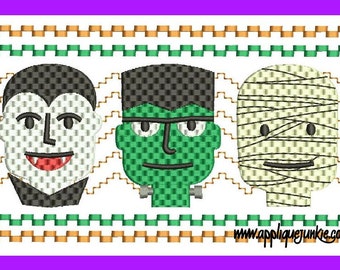 Halloween Monsters Frankenstein Mummy Vampire Faux Smocking Custom Tee
