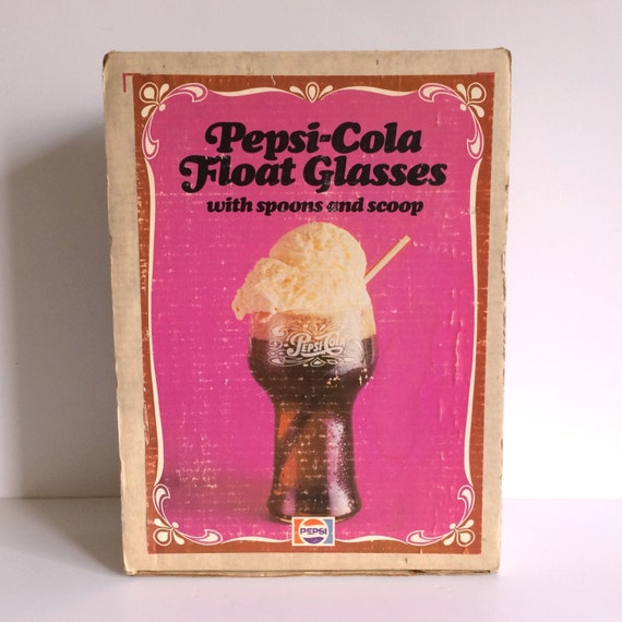 Vintage Pepsi Ice Cream Soda Float Set with 4 Pepsi Glasses 4