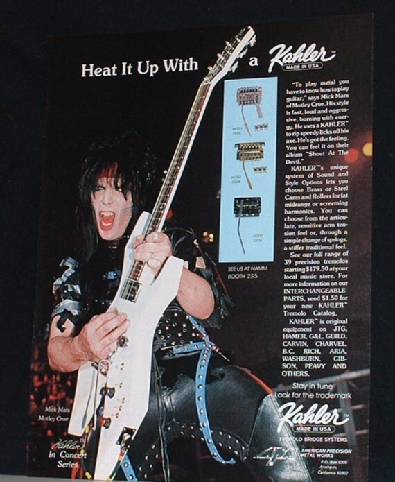 Crue uses of Mars on stage vintage guitar   mars 1985 tremelo Motley magazine mick guitar  Kahler Mick Crue uses of Mars on stage vintage guitar   mars 1985 tremelo Motley magazine mick guitar  Kahler Mick