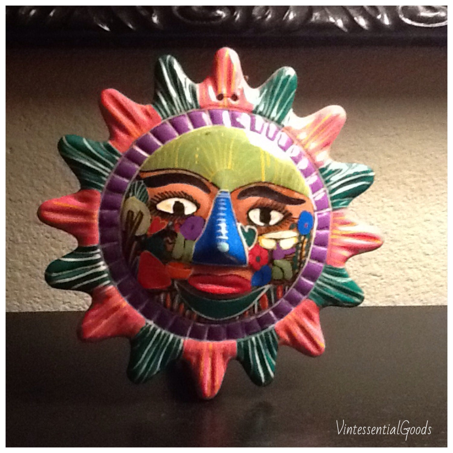 vintage mexican sun sol hand painted decor pink sun vintage mexican sun sol hand painted decor pink sun