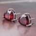 18K White Gold filled Unique Garnet Heart Stud Earrings