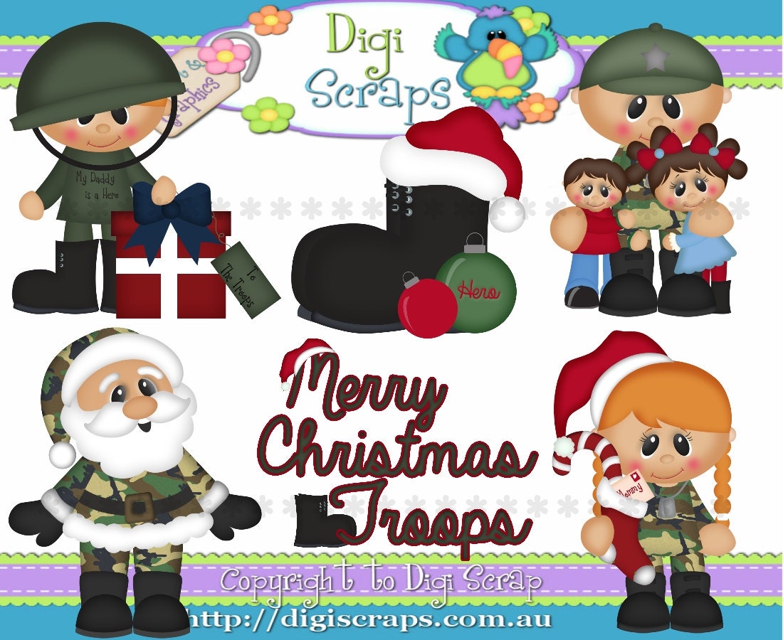 Merry Christmas Troops Army Clip Art Set Clipart by