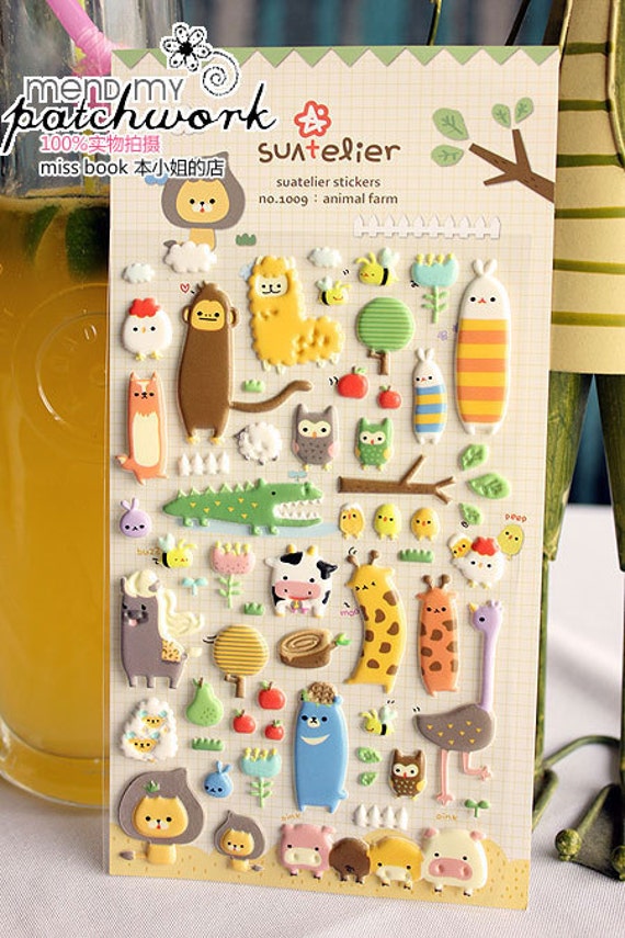 items similar to korean scrapbook sticker animals farm