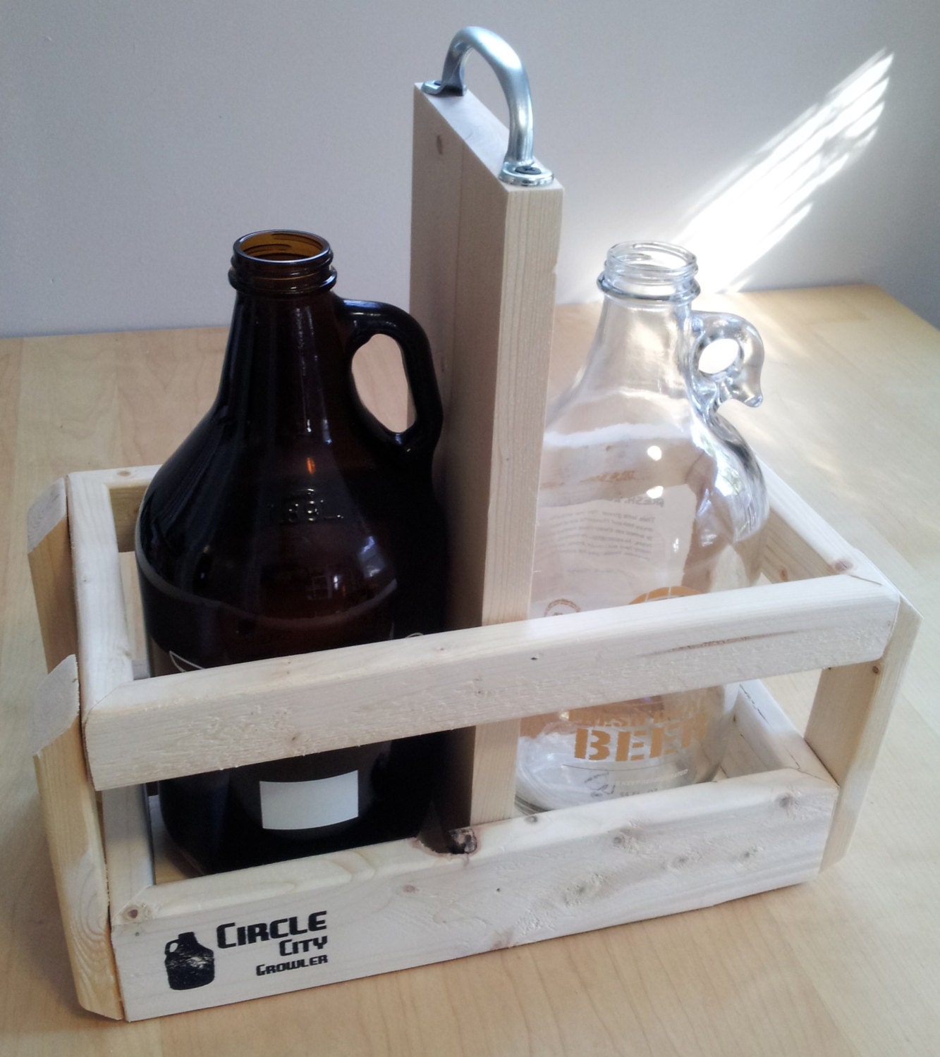 Quick Silver Handle Growler carrier made to by circlecitygrowler