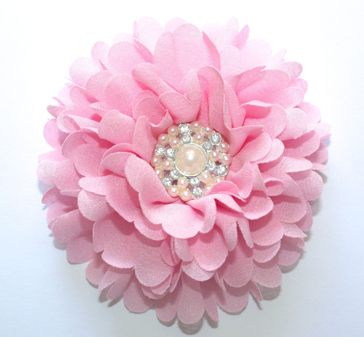 3.5 Pink Peony With Rhinestone Pearl Center 1 by SnickerdoodleDIY