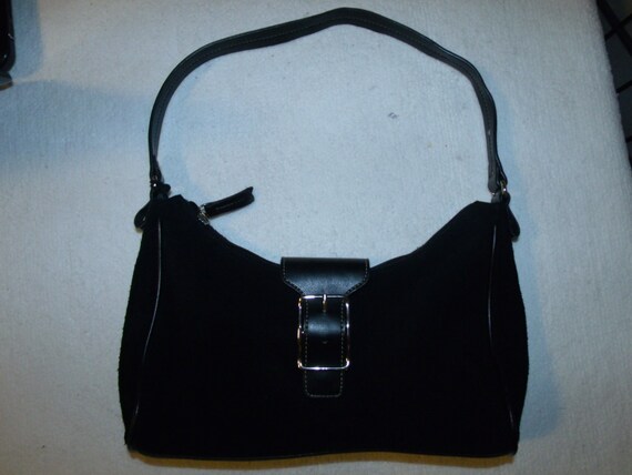 Liz Claiborne Black Ultra Suede Purse 80's by ThingsTakeWings