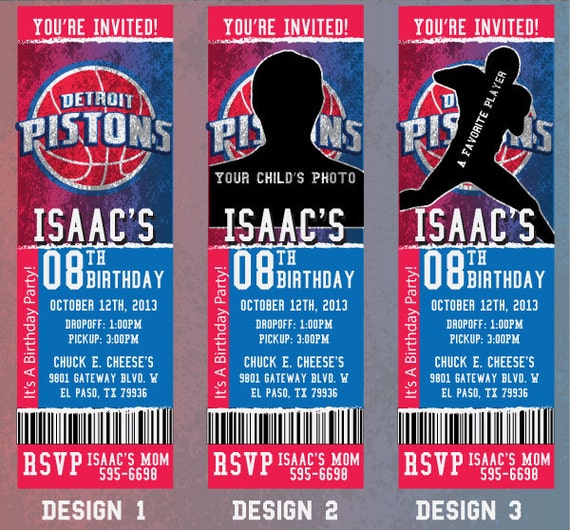 Custom Pistons Birthday/Event Invitation