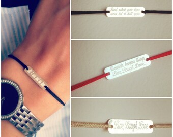 Personalized bracelet, custom engraved sterling silver 925 bar bracelet, mother's day gift
