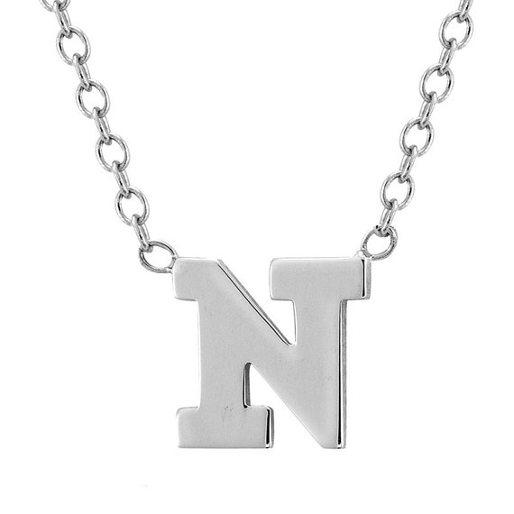 White Gold Initial Necklace Classic Initial Necklace