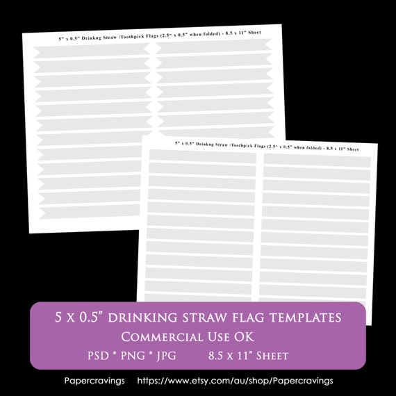 straw flag template 5 x 0.5 8.5 x 11 drinking
