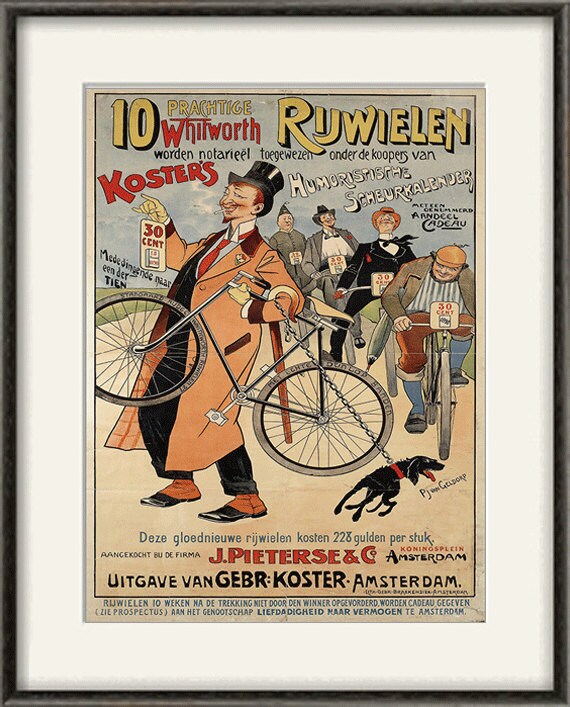 Bicycle art bike print Antique prints home decor wall old
