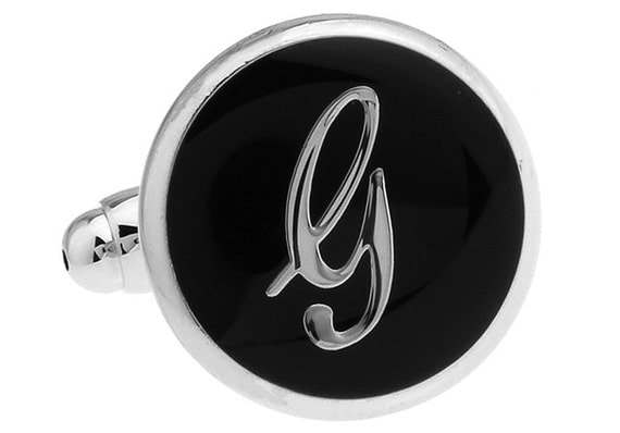 silver black enamel script letters g by perfectcufflinks silver black enamel script letters g by perfectcufflinks
