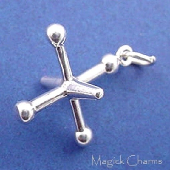 JACKS Game Piece Charm .925 Sterling Silver Jax Toy Pendant