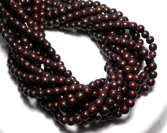 6mm Chocolate Brown Wood Beads, Round Wood Beads, Dark Brown Beads, Dyed Wood Beads, Wooden Beads, Rustic Beads. Earth Beads D-I01DB