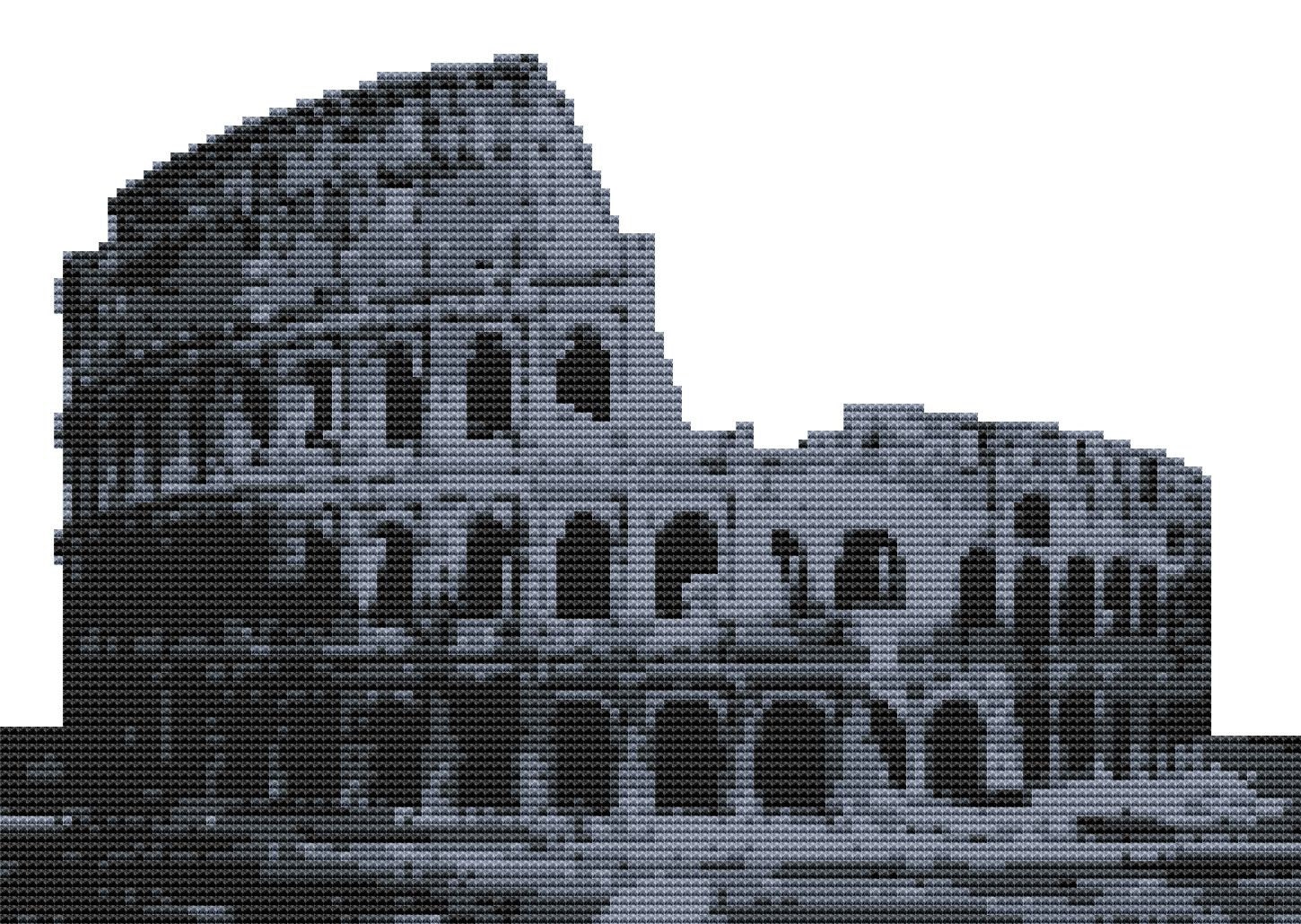 Instant PDF Download Cross Stitch Pattern Chart Rome Colosseum